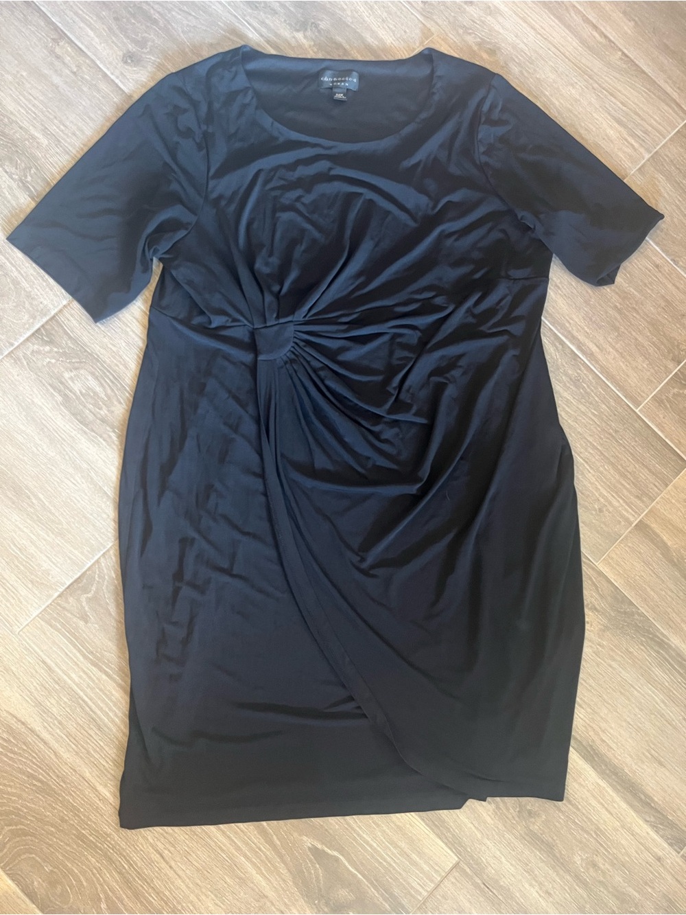 connected apparel Black Twist-Detail Midi Dress